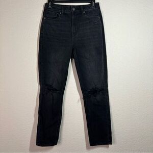 American Eagle Black High Rise‎ Distressed Mom Jeans Women's Size 2 Short